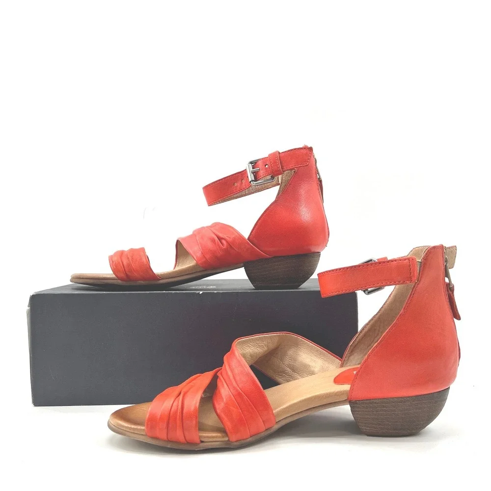 Miz Mooz Cassie Wide Sandals US 8.5W/9W EU 39W Orange Boho Leather Ankle Block